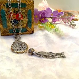 Crystal Medallion Chain with Tassel.